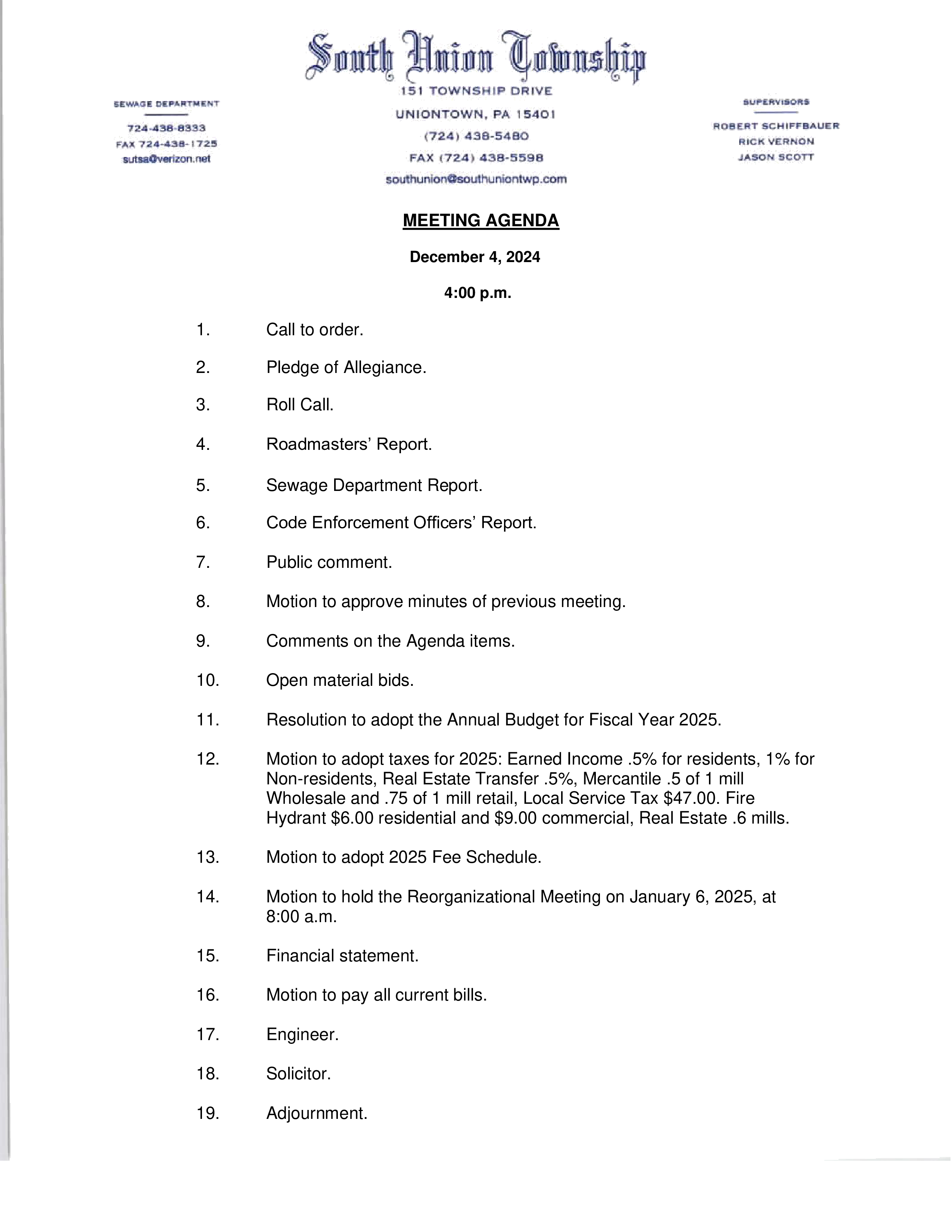 Township agenda 20241202